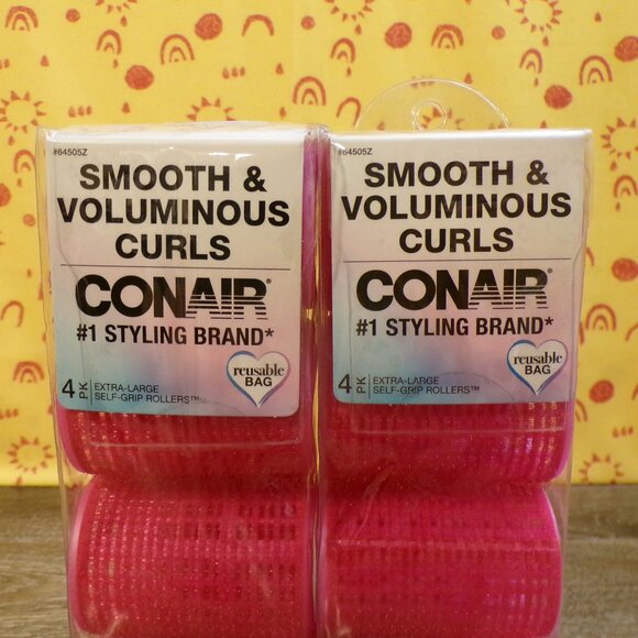 CONAIR Rollers New Smooth & Voluminous Curls 2 Packs of 4 X-Large Self-Grip - Picture 3 of 5